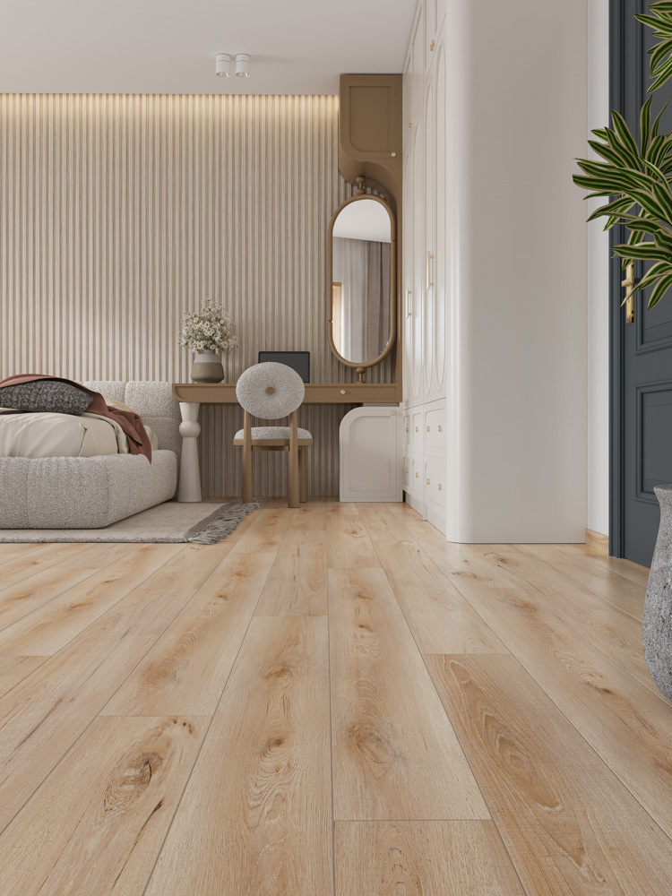 Кварцвиниловый SPC ламинат Cronafloor Wood Дуб Фрейзер ZH-81130-2 1200×180×4 фото в интерьере